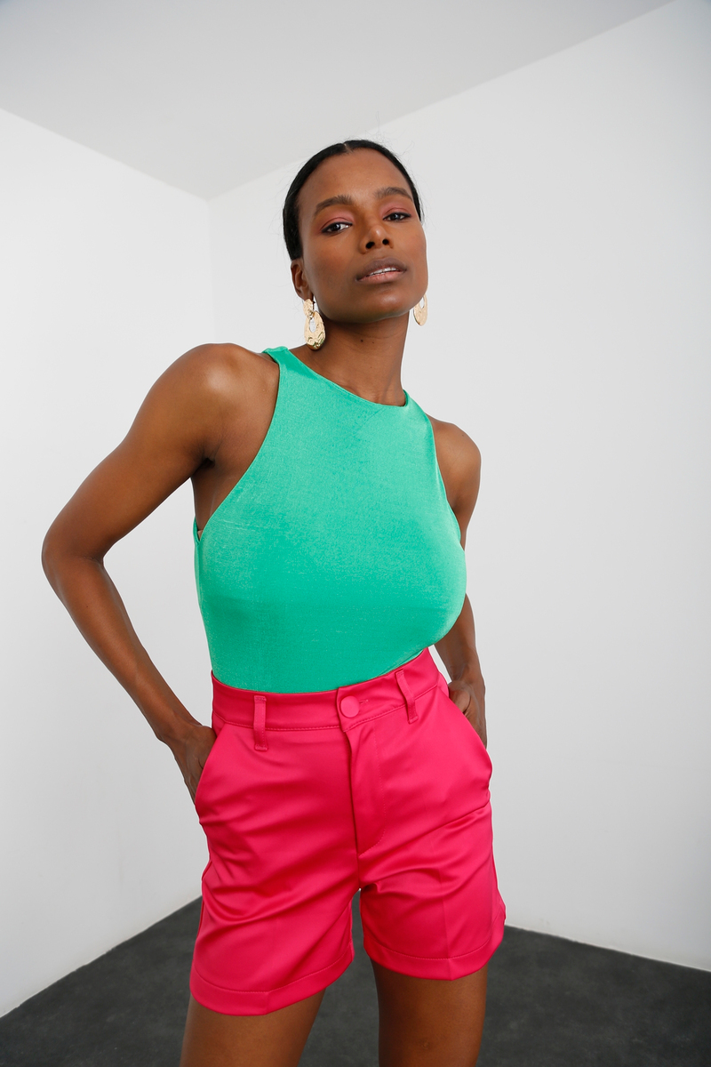 Fuşya Saten Şort 13329