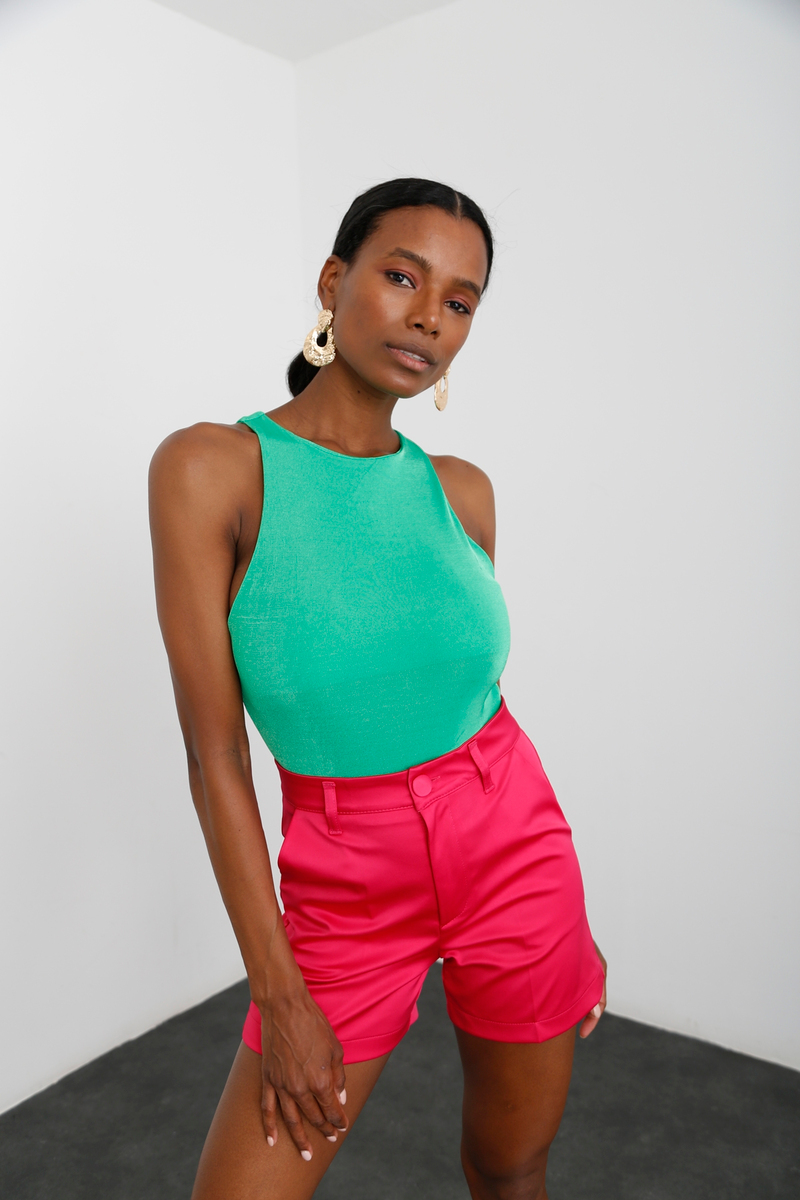 Fuşya Saten Şort 13329