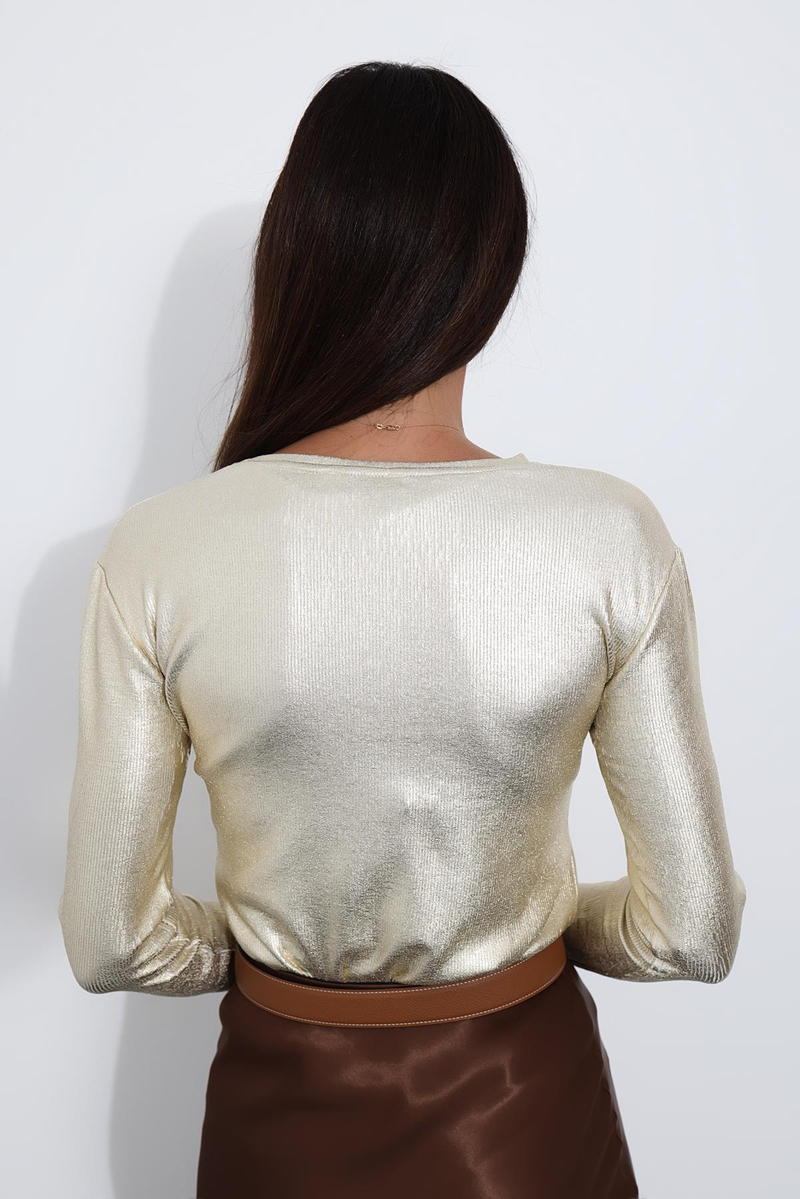 Gold Bisiklet Yaka Kaplamalı Bluz 5042