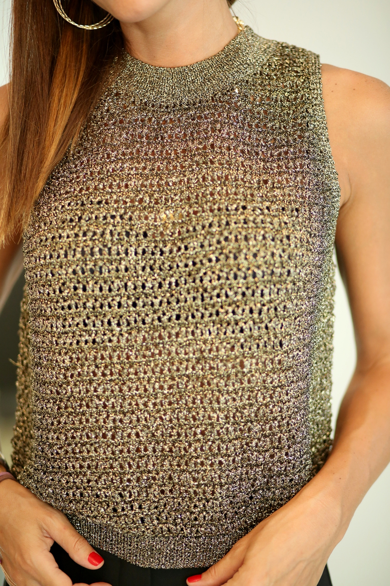 Gold Dik Yaka Simli Crop 