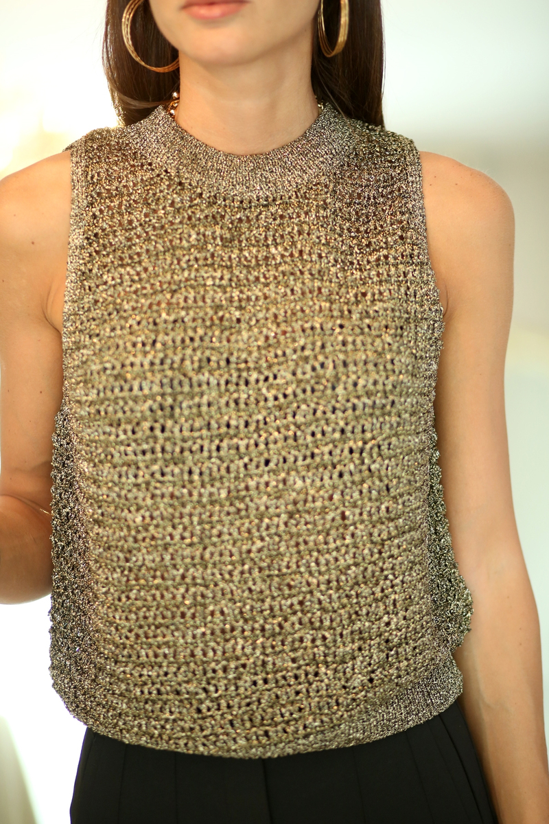 Gold Dik Yaka Simli Crop 