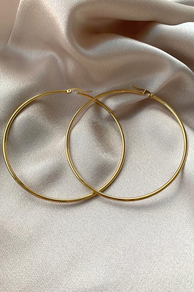 Gold Düz Halka Küpe 