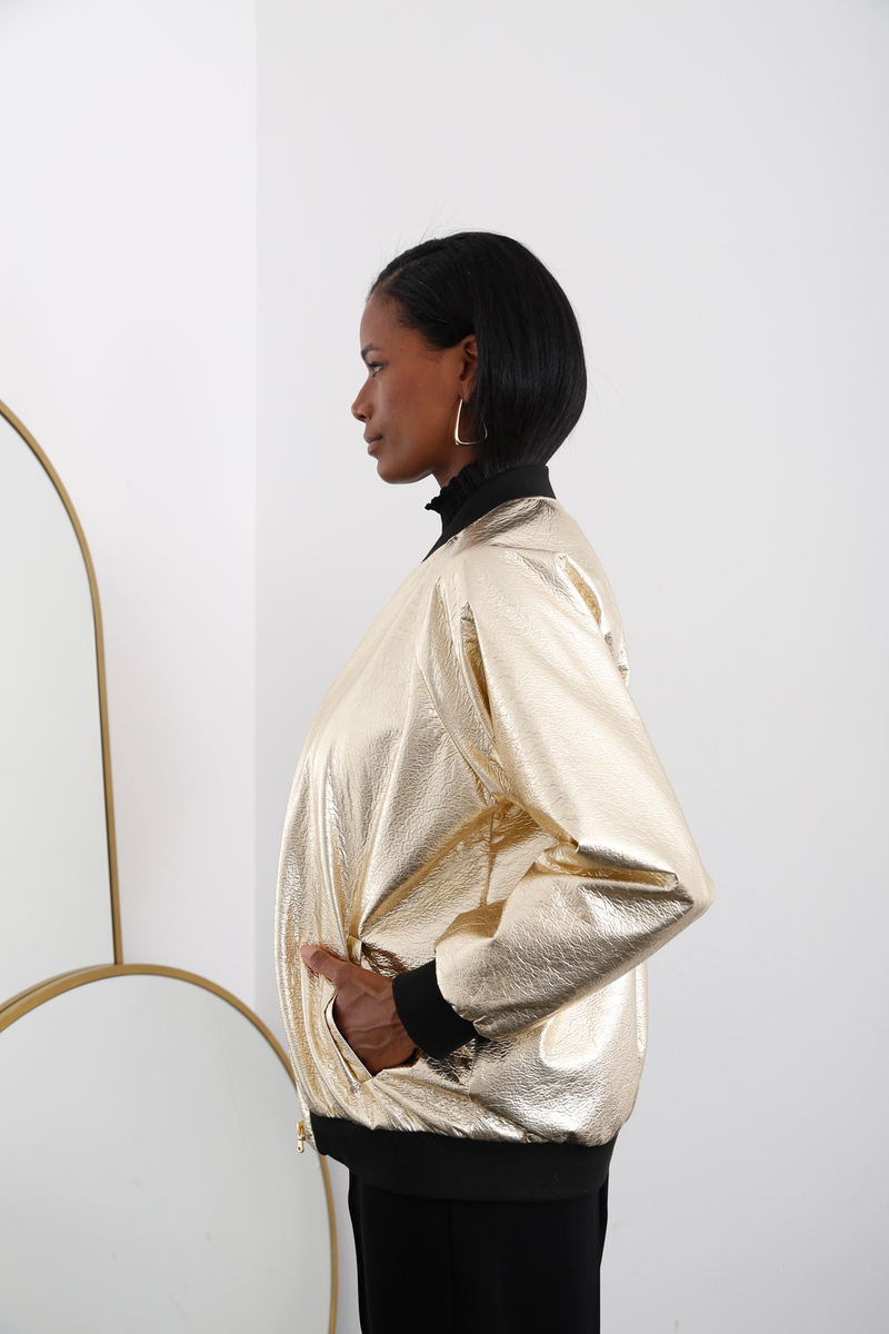 Gold Oversize Bomber Ceket 