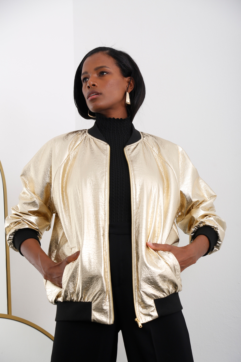 Gold Oversize Bomber Ceket 