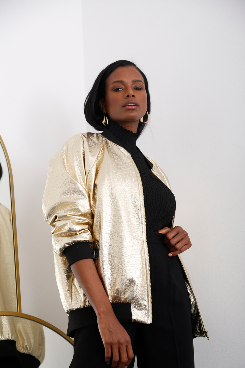 Gold Oversize Bomber Ceket 