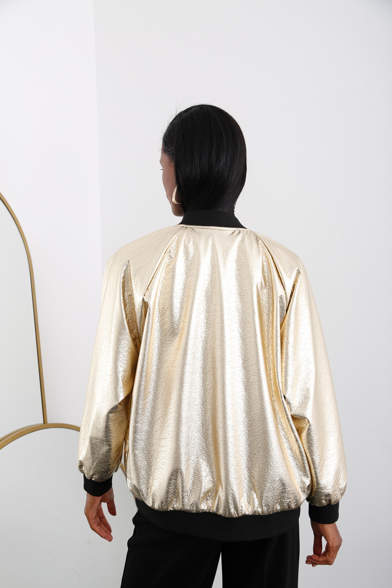 Gold Oversize Bomber Ceket 