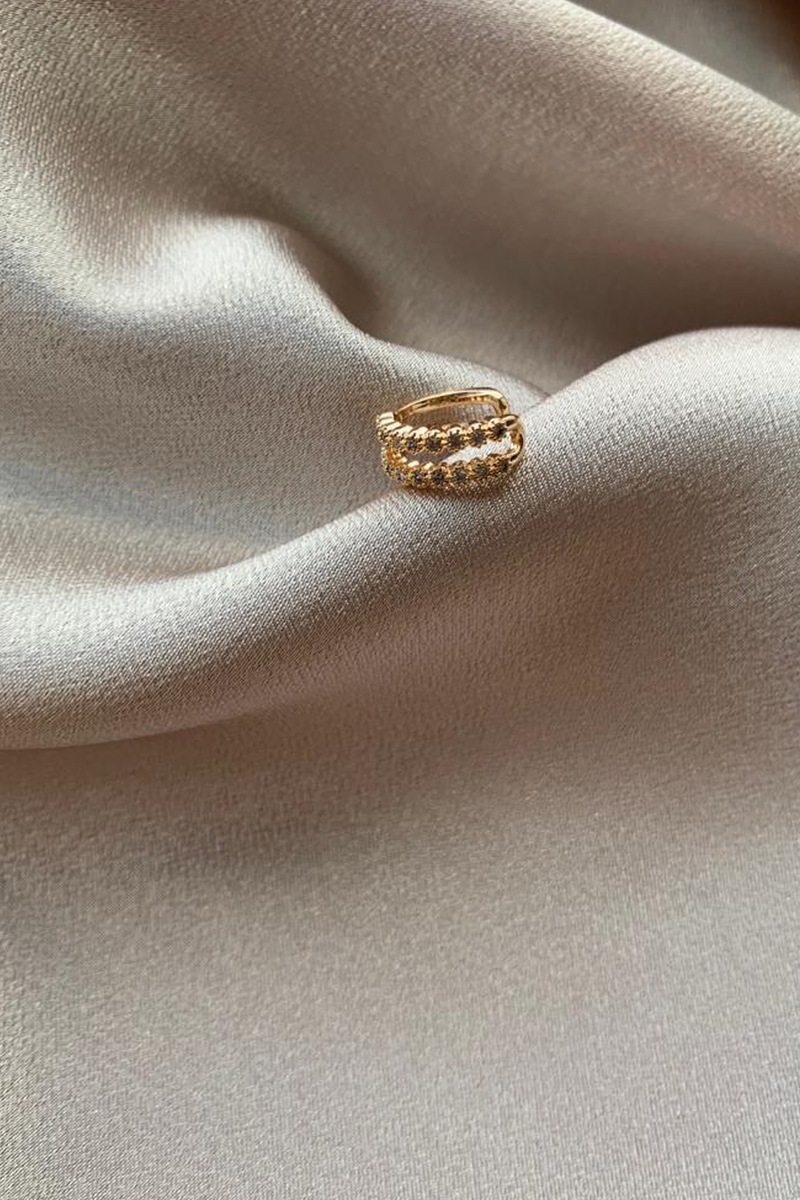Gold Taşlı Kıkırdak Küpe 