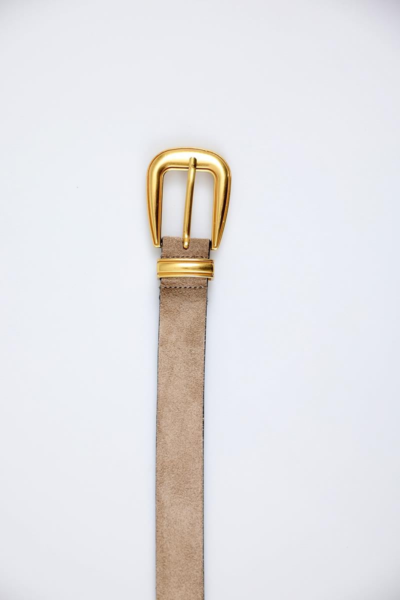 Gold Vintage Tokalı Açık Vizon Süet Kemer 