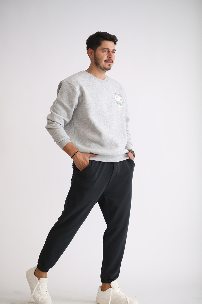 Gri Baskılı Şardonlu Sweatshirt K-272