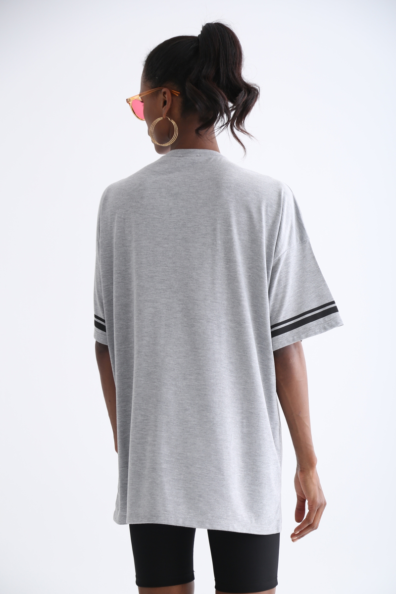 Gri Baskılı Tshirt 3591