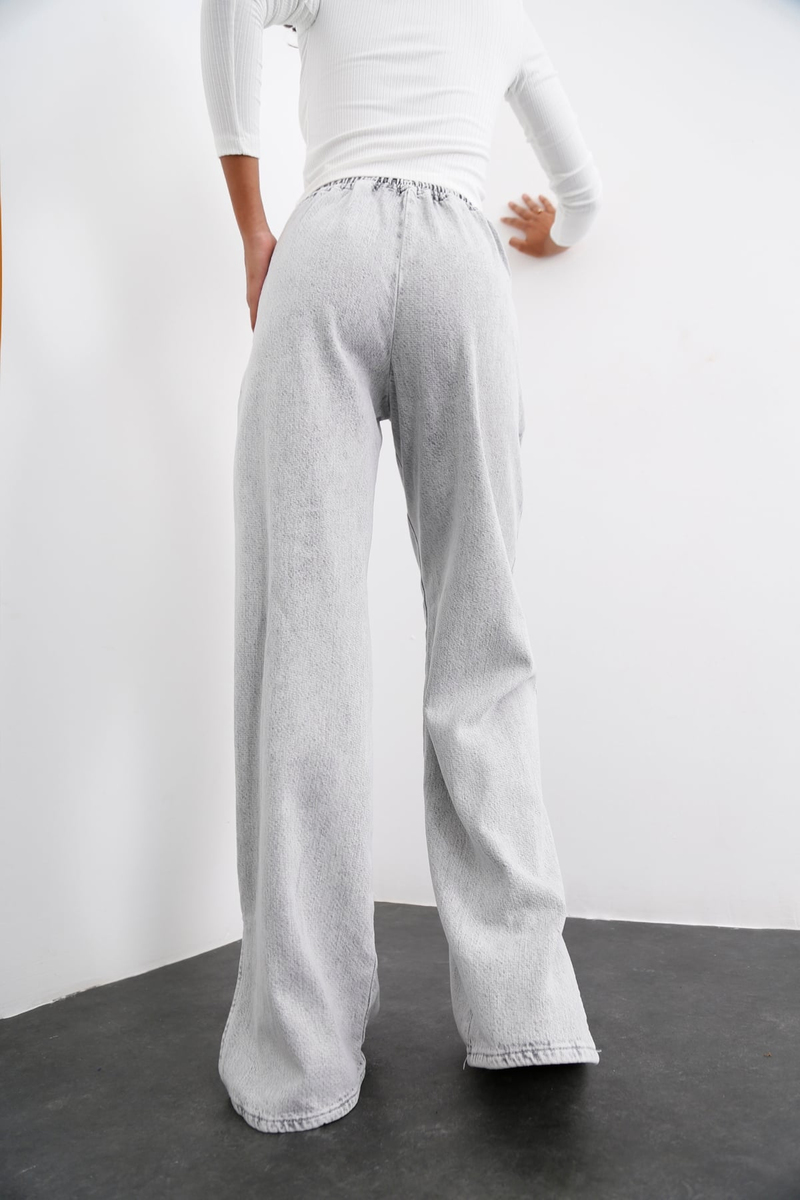 Gri Beli Lastikli Jean 