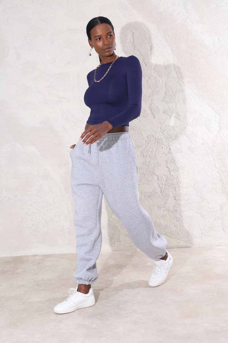 Gri Beli Lastikli Jogger Eşofman 16581
