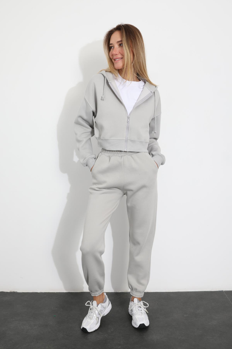 Gri Beli Lastikli Jogger Eşofman 3766