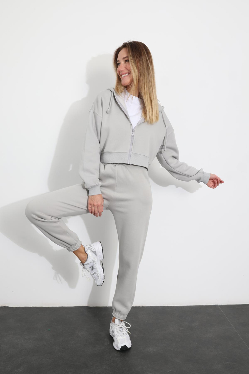 Gri Beli Lastikli Jogger Eşofman 3766
