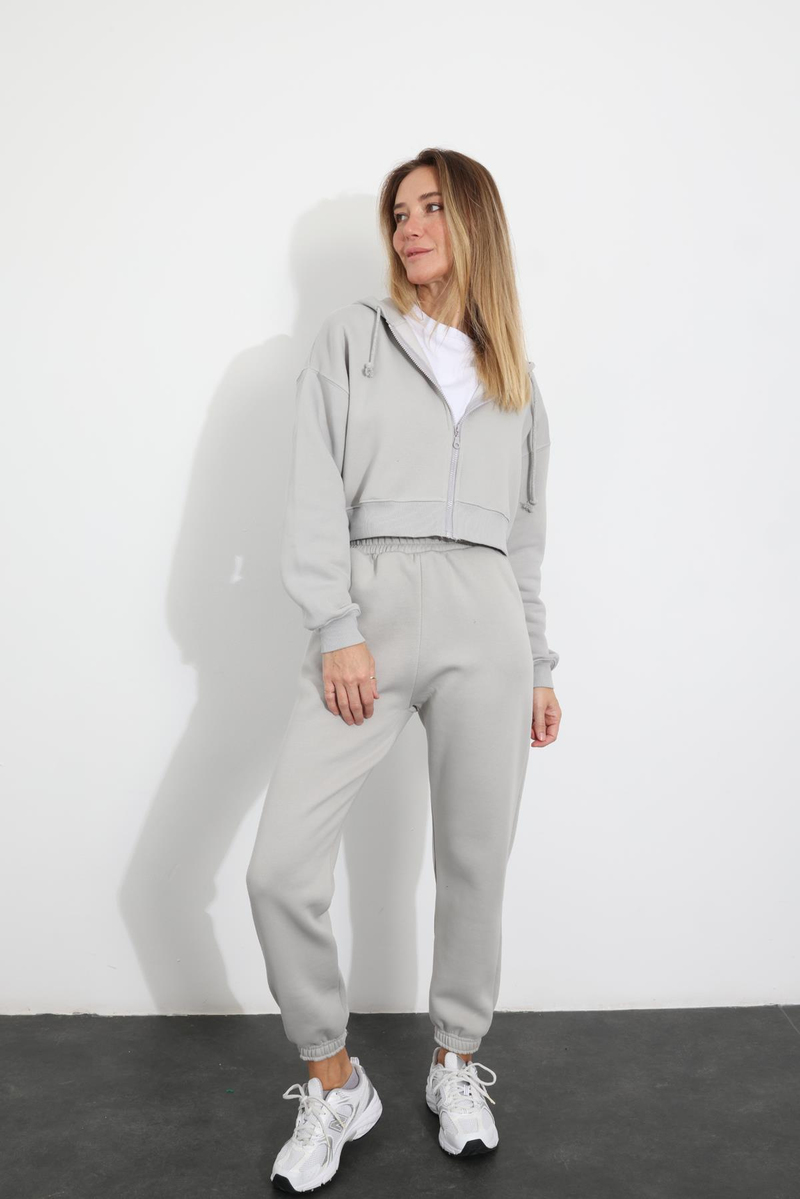 Gri Beli Lastikli Jogger Eşofman 3766