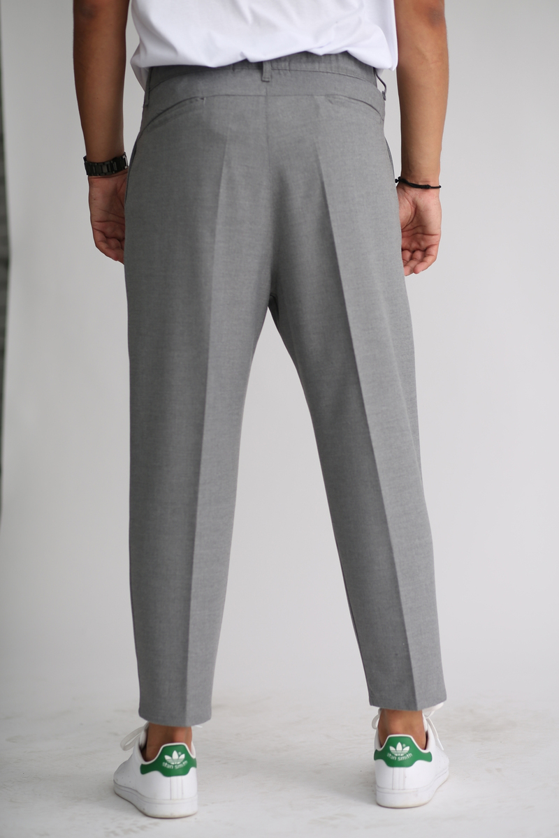 Gri Beli Lastikli Pantolon 3734-2