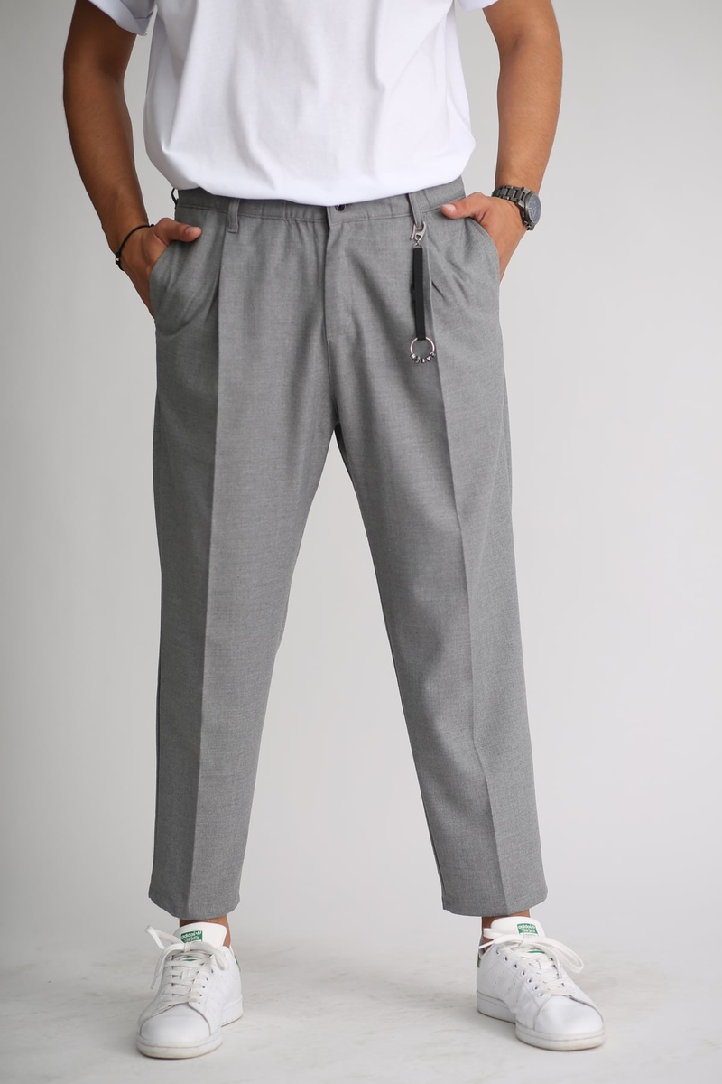 Gri Beli Lastikli Pantolon 3734-2