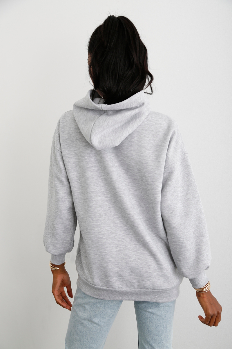 Gri Big Peaks Baskılı Şardonlu Sweatshirt 3603