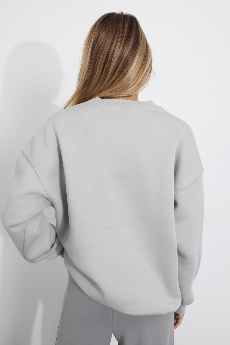 Gri Brooklyn Nakışlı Sweatshirt 3776