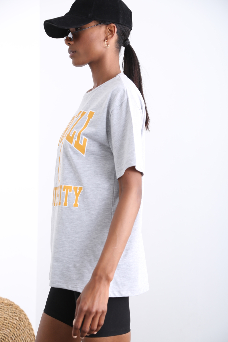 Gri Cornell Baskılı Tshirt 3412
