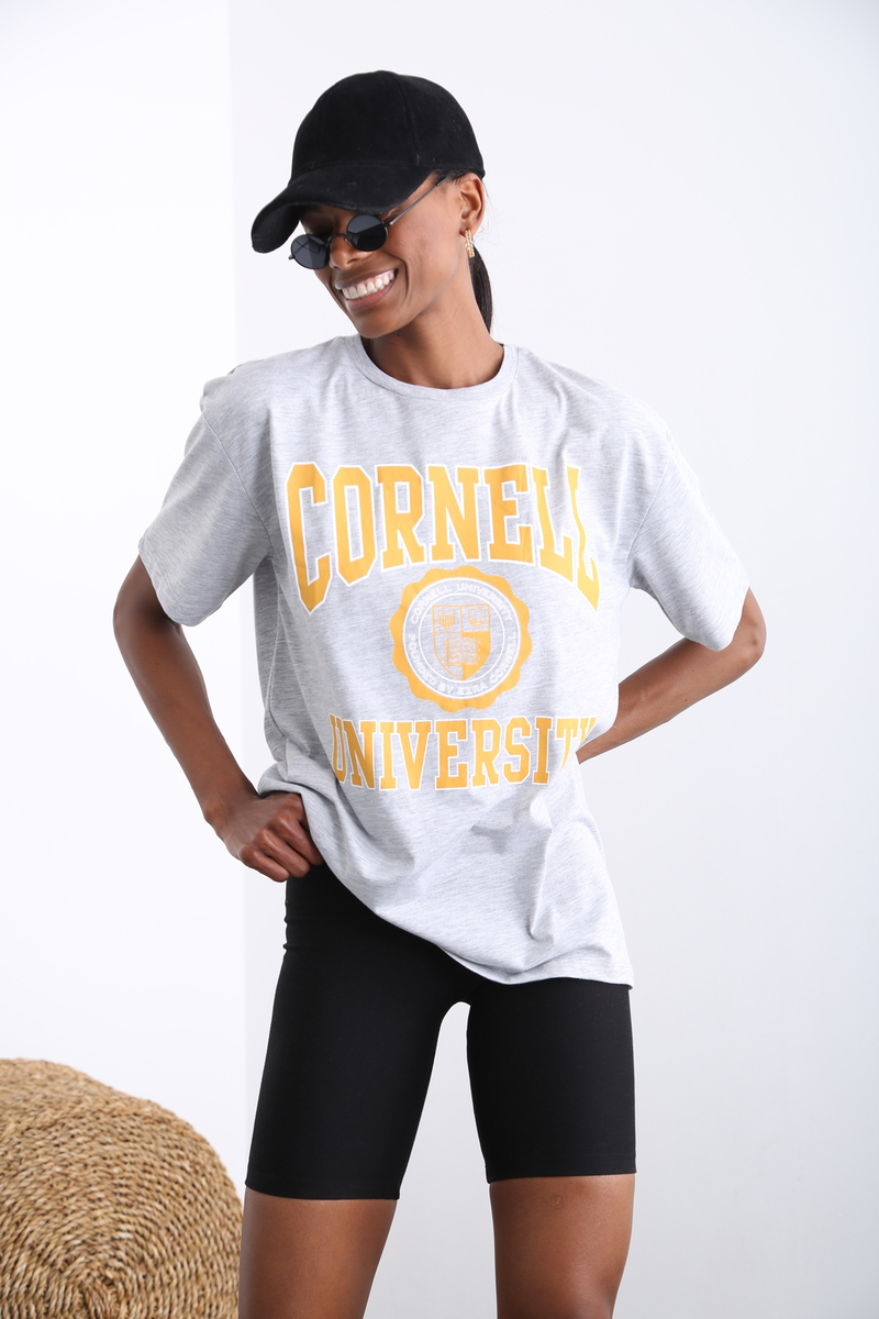 Gri Cornell Baskılı Tshirt 3412