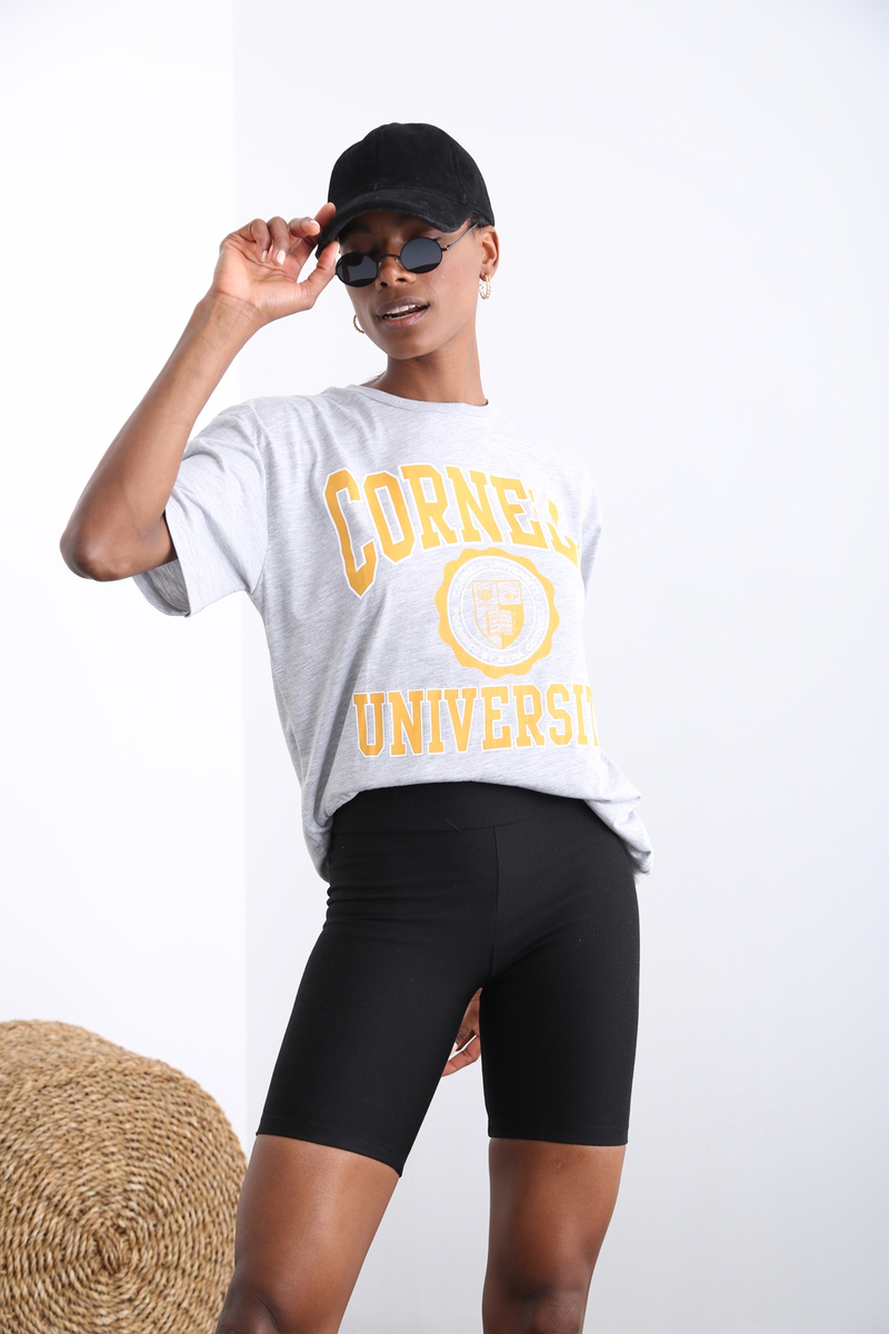 Gri Cornell Baskılı Tshirt 3412