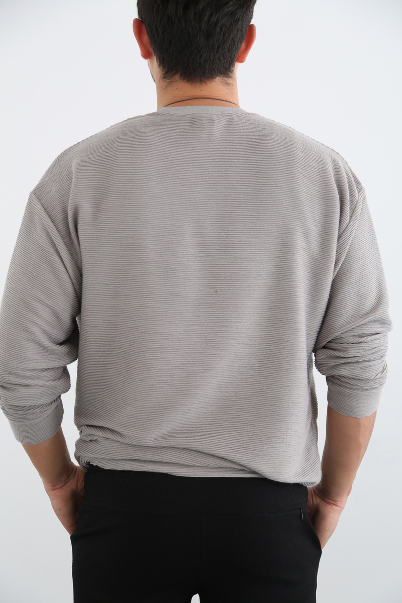 Gri Erkek Bisiklet Yaka Sweatshirt 21557