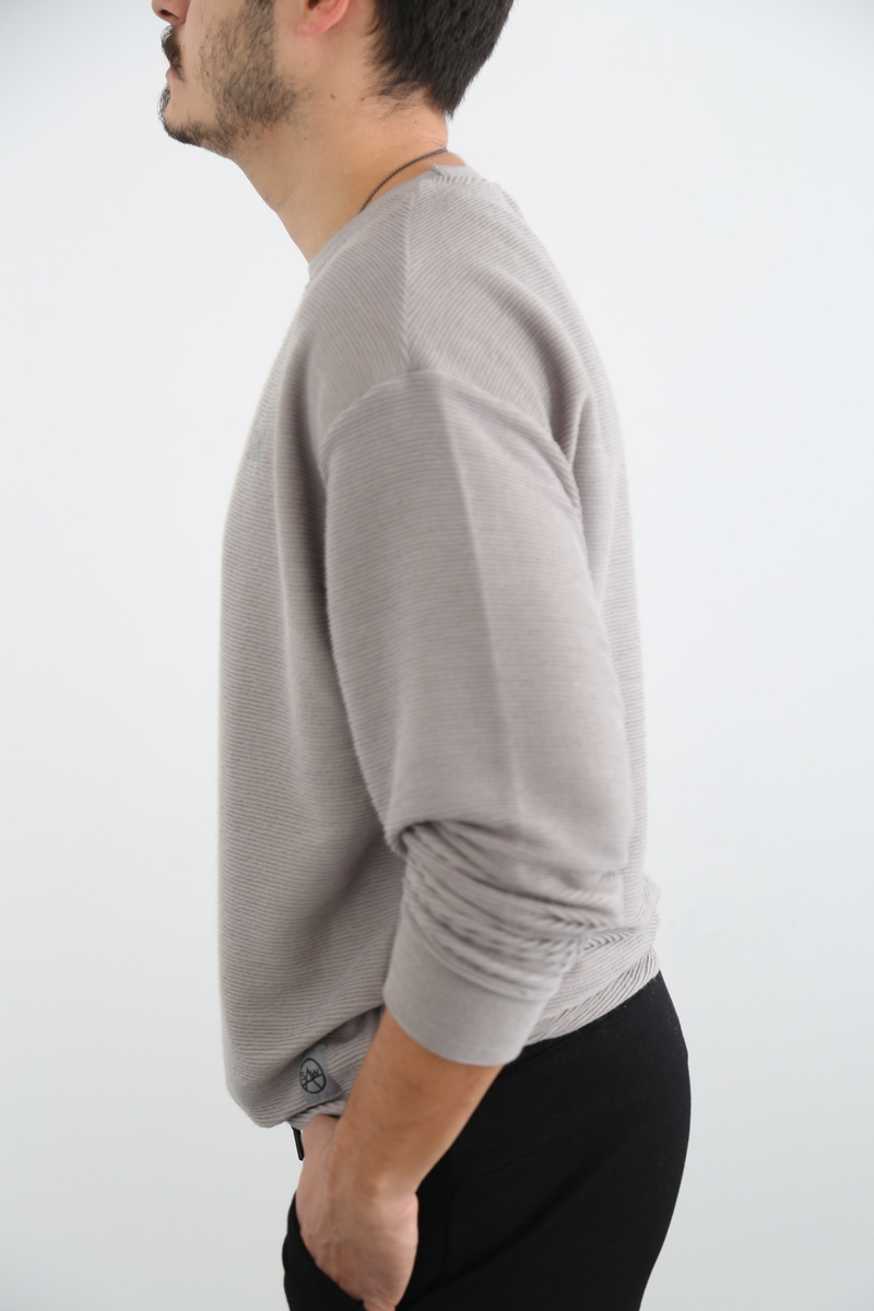 Gri Erkek Bisiklet Yaka Sweatshirt 21557
