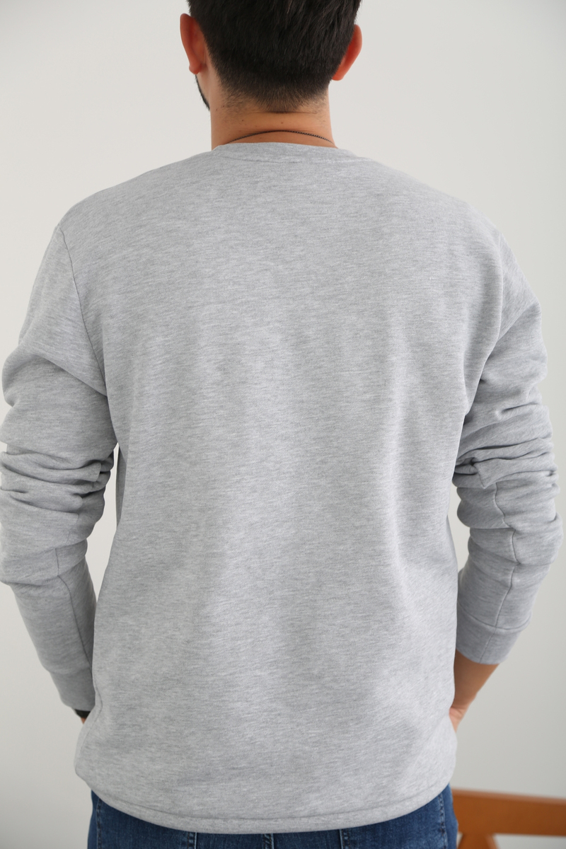 Gri Erkek Şardonlu Basic Sweatshirt 863
