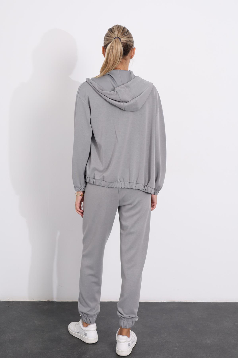 Gri Fermuarlı Modal Sweatshirt 