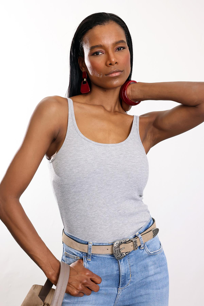 Gri Fitilli İnce Askılı Atlet 24113