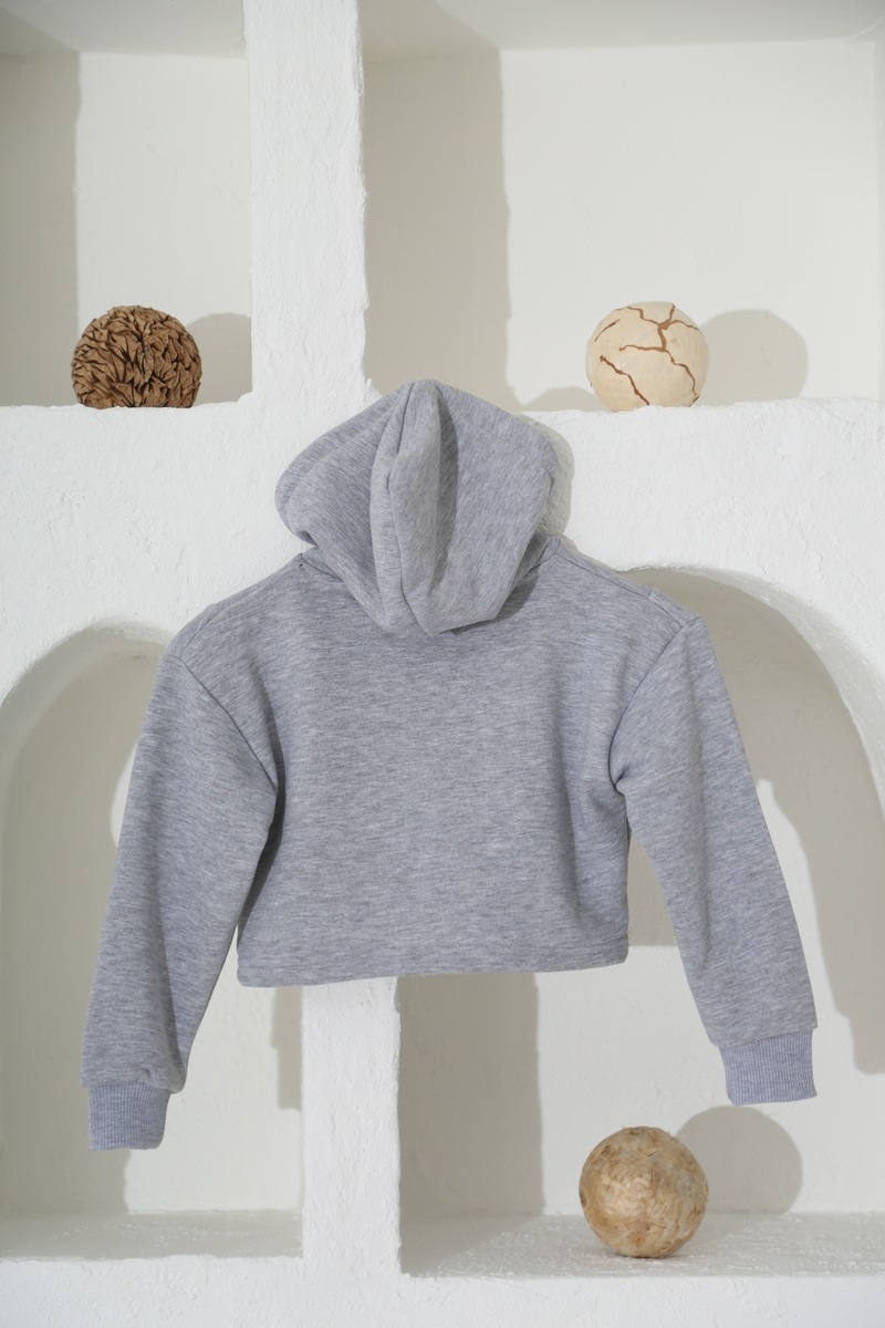 Gri Focus Baskılı Çocuk Sweatshirt 
