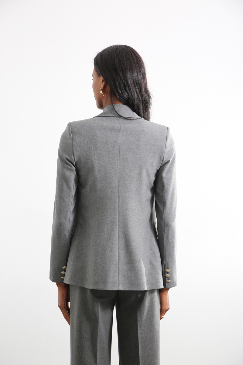 Gri Gold Düğmeli Blazer Ceket 4677