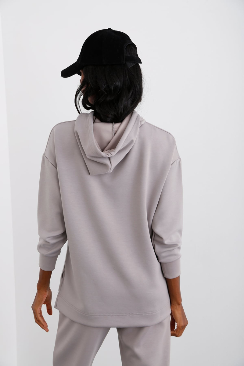 Gri Kanguru Cep Modal Sweatshirt 14102