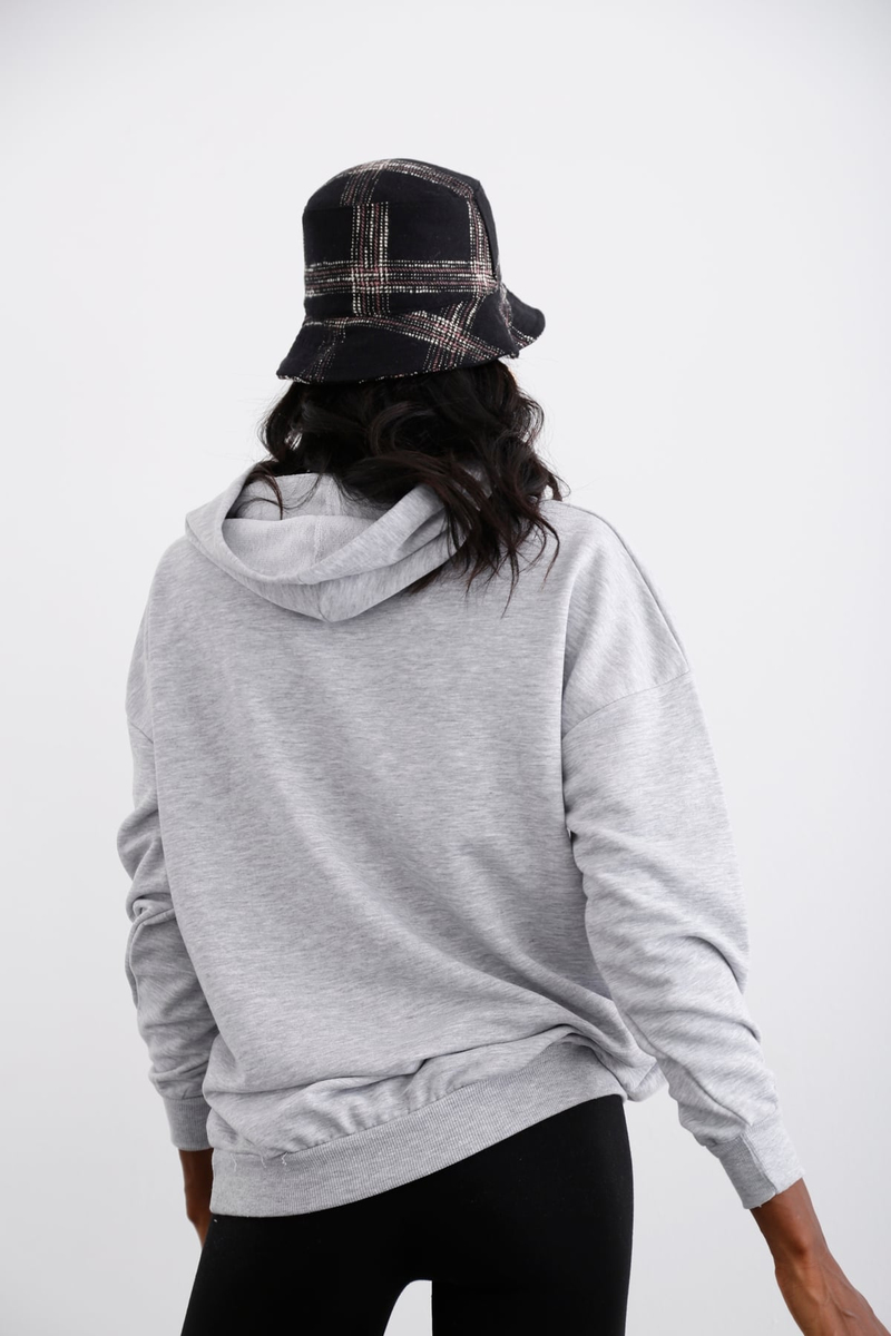 Gri Kanguru Cepli Sweatshirt 3234
