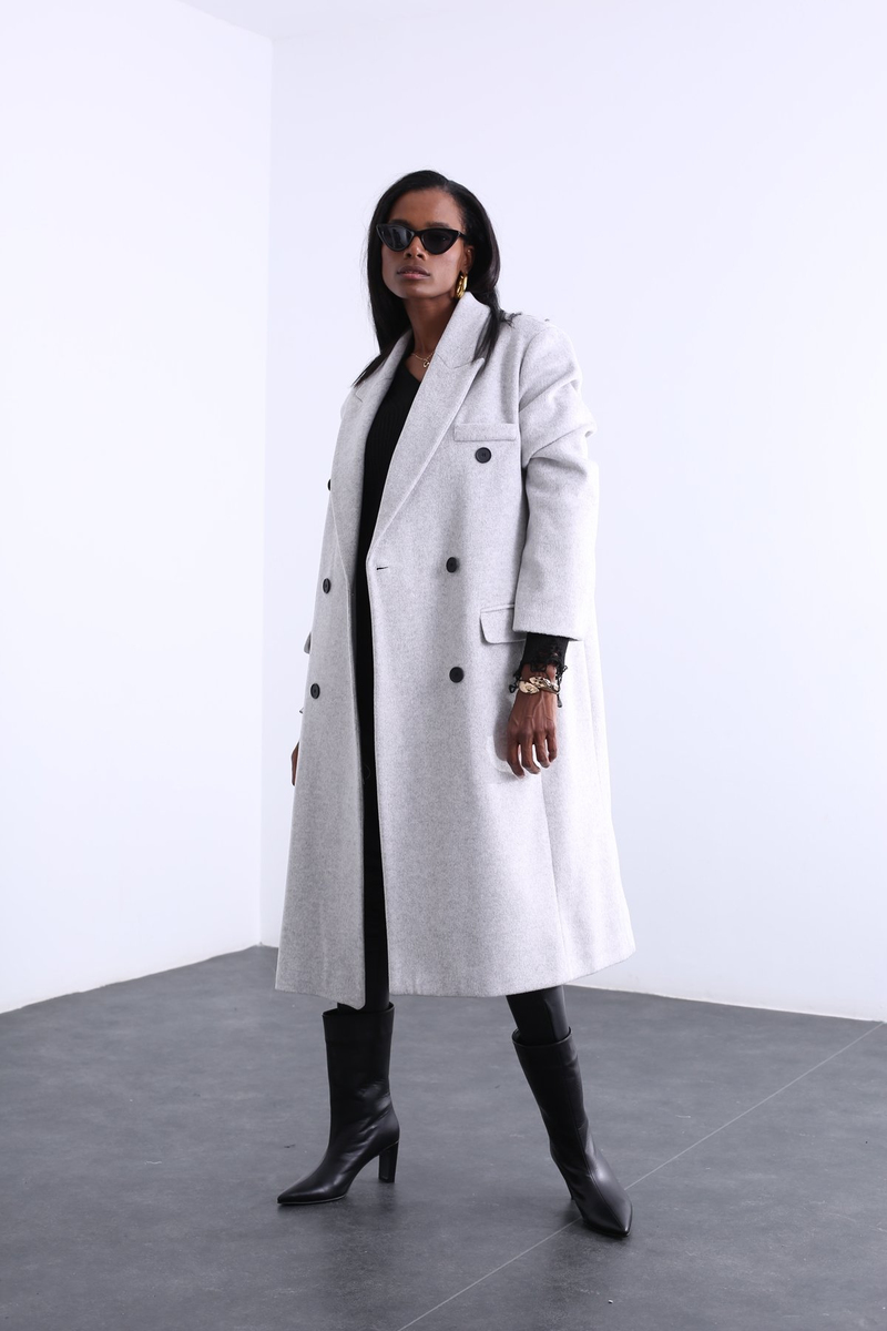 Gri Kapak Cepli Palto 54275