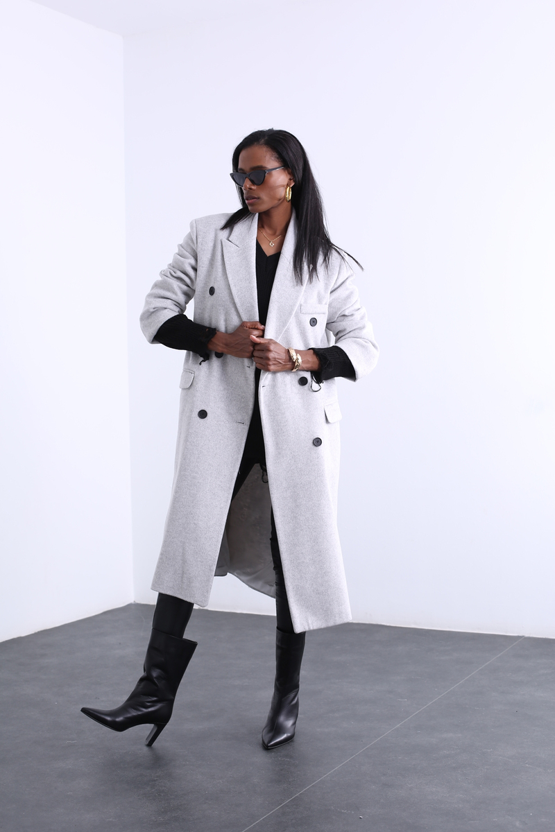 Gri Kapak Cepli Palto 54275