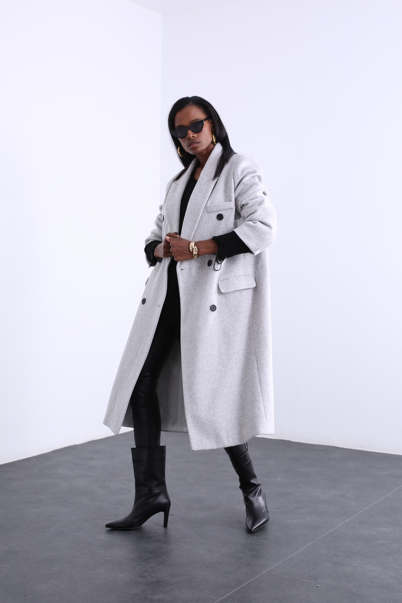 Gri Kapak Cepli Palto 54275