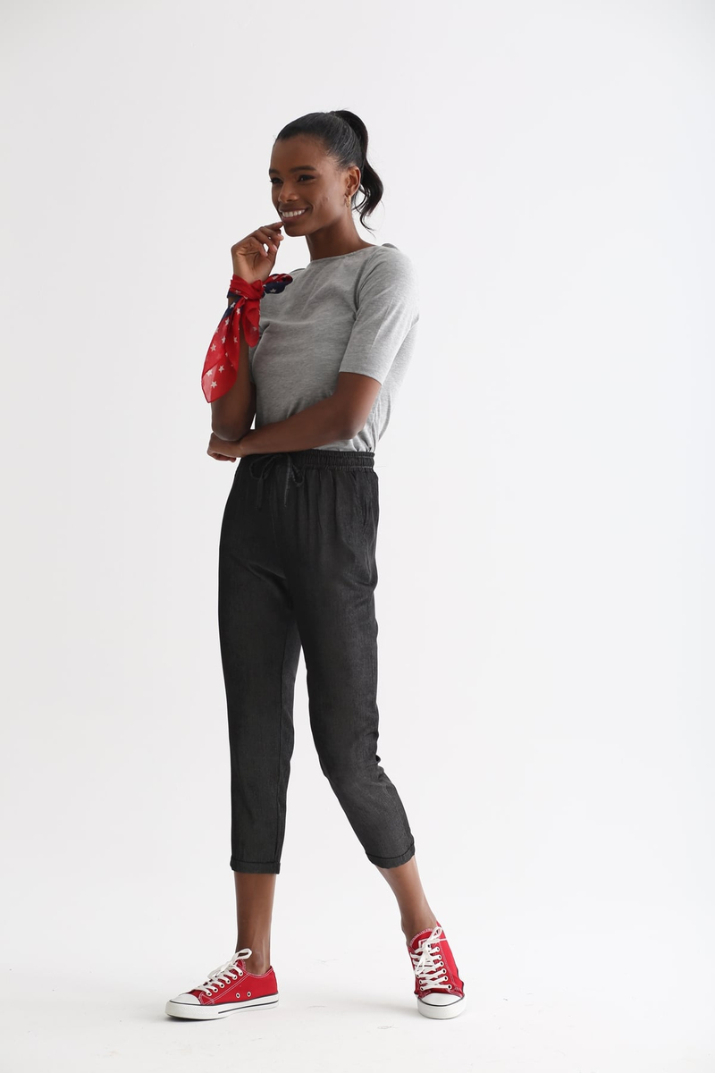 Gri Kayık Yaka Basic Tshirt 
