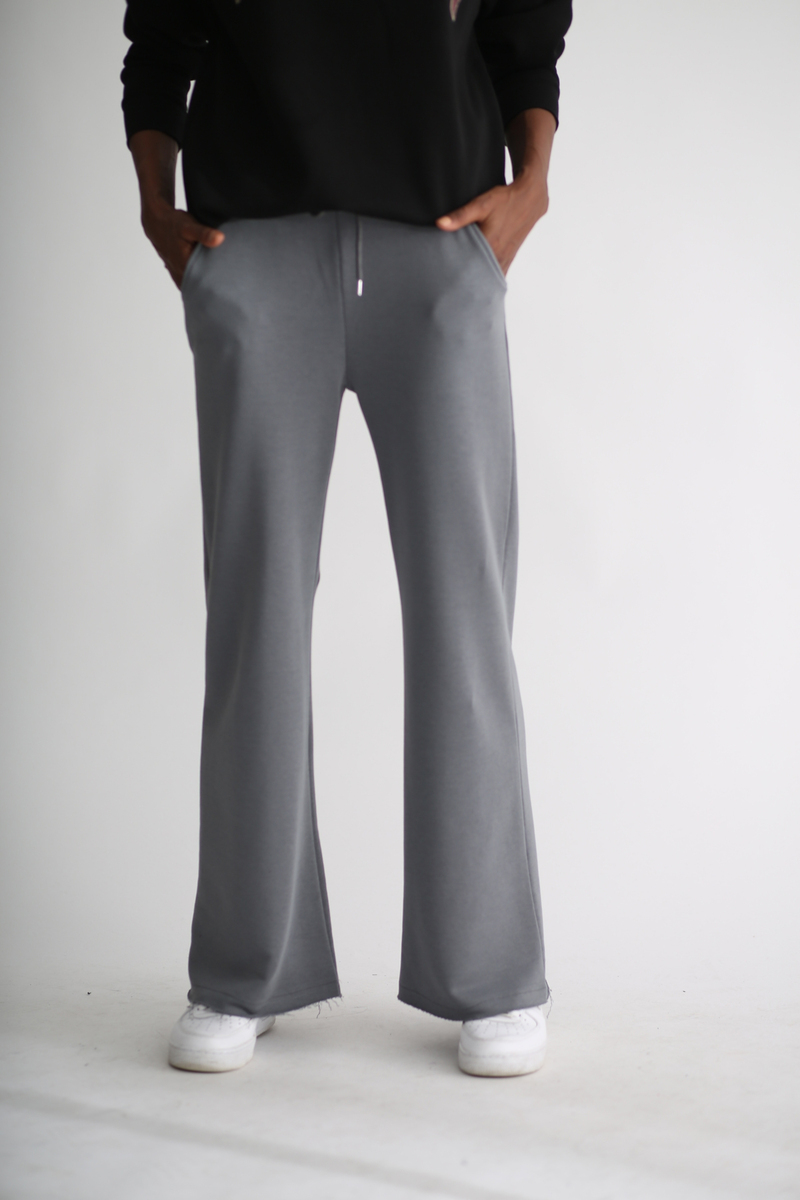 Gri Kesik Bol Paça Eşofman Pantolon 1206