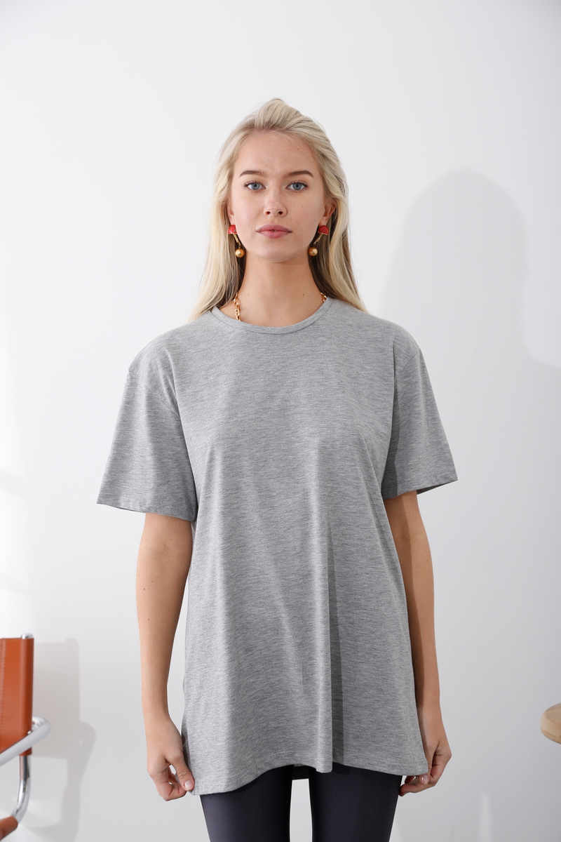 Gri Kısa Kol Basic Tshirt 4183