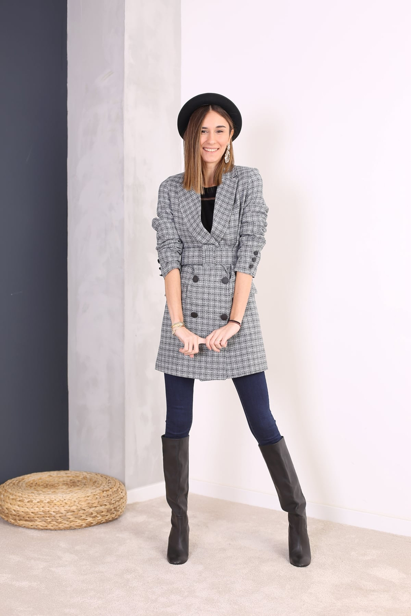 Gri Maxi Blazer Ceket 3134