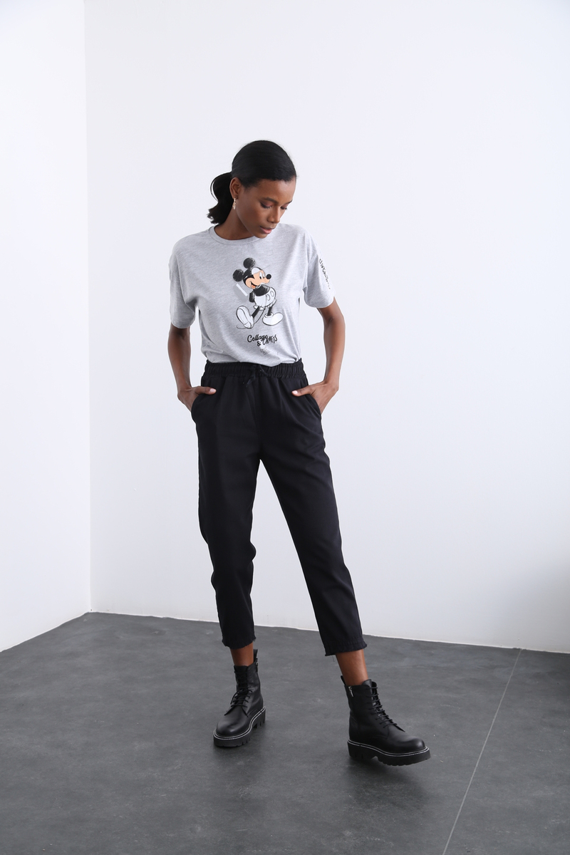 Gri Mickey Mouse Baskılı Tshirt 7486