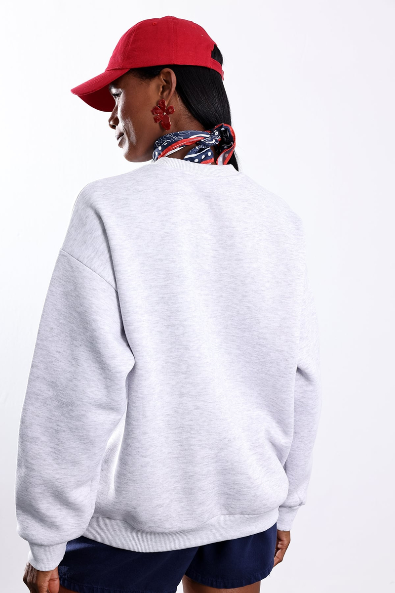 Gri Newyork Yazılı Sweatshirt 02545