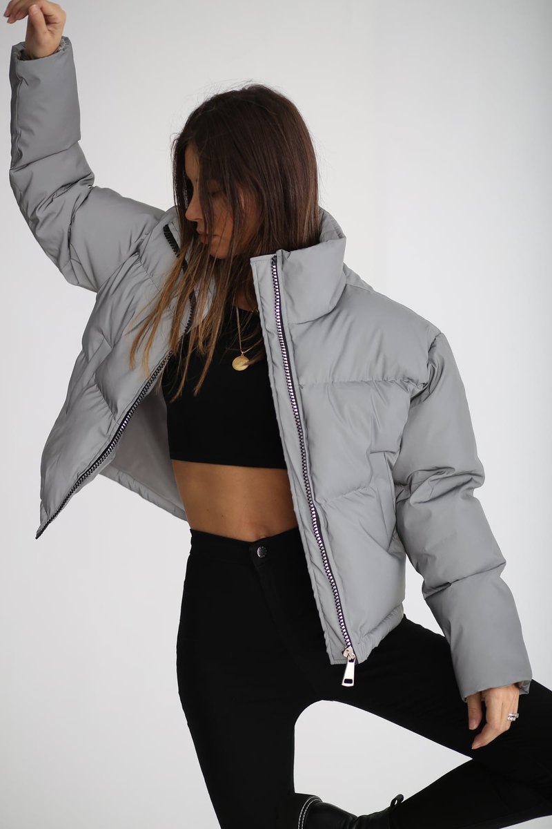 Gri Reflektörlü Kısa Mont 89447