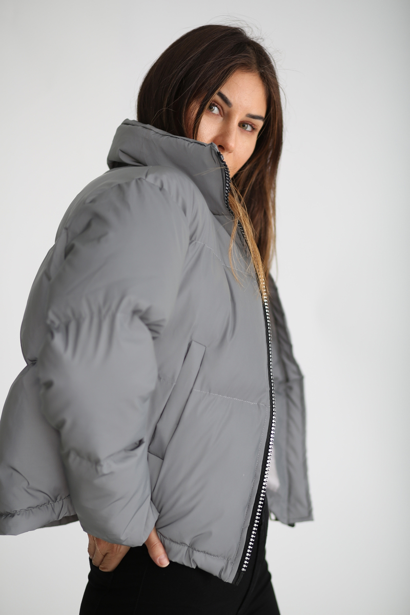 Gri Reflektörlü Kısa Mont 89447