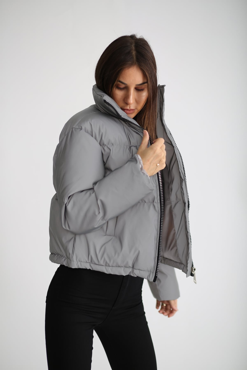 Gri Reflektörlü Kısa Mont 89447