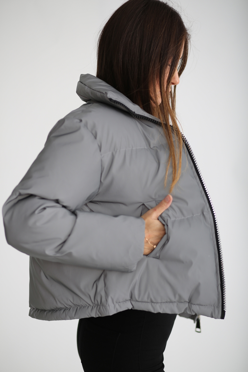 Gri Reflektörlü Kısa Mont 89447