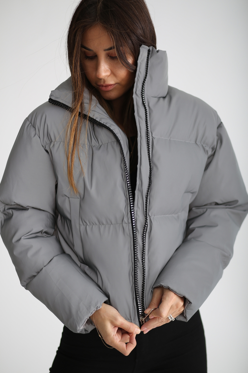 Gri Reflektörlü Kısa Mont 89447