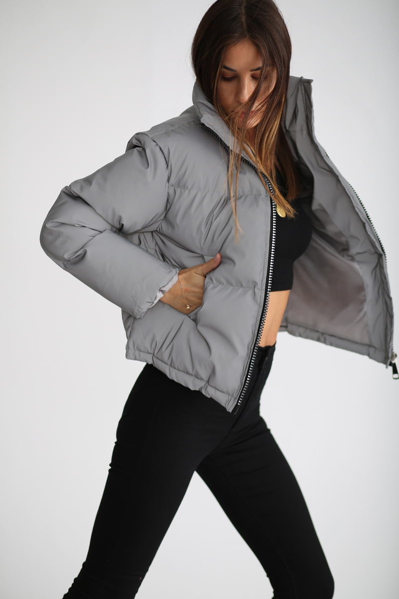 Gri Reflektörlü Kısa Mont 89447